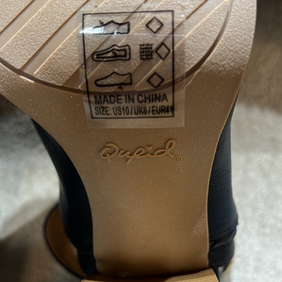 Qupid Women’s Black Peep Toe Block Strap Heels Sandals Size 10 - Picture 8 of 8